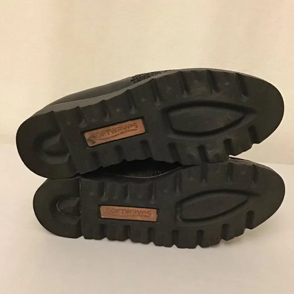 SoftWaves 6-6.5 (37) Women’s Comfort Slip On Leather Shoes Black Portugal